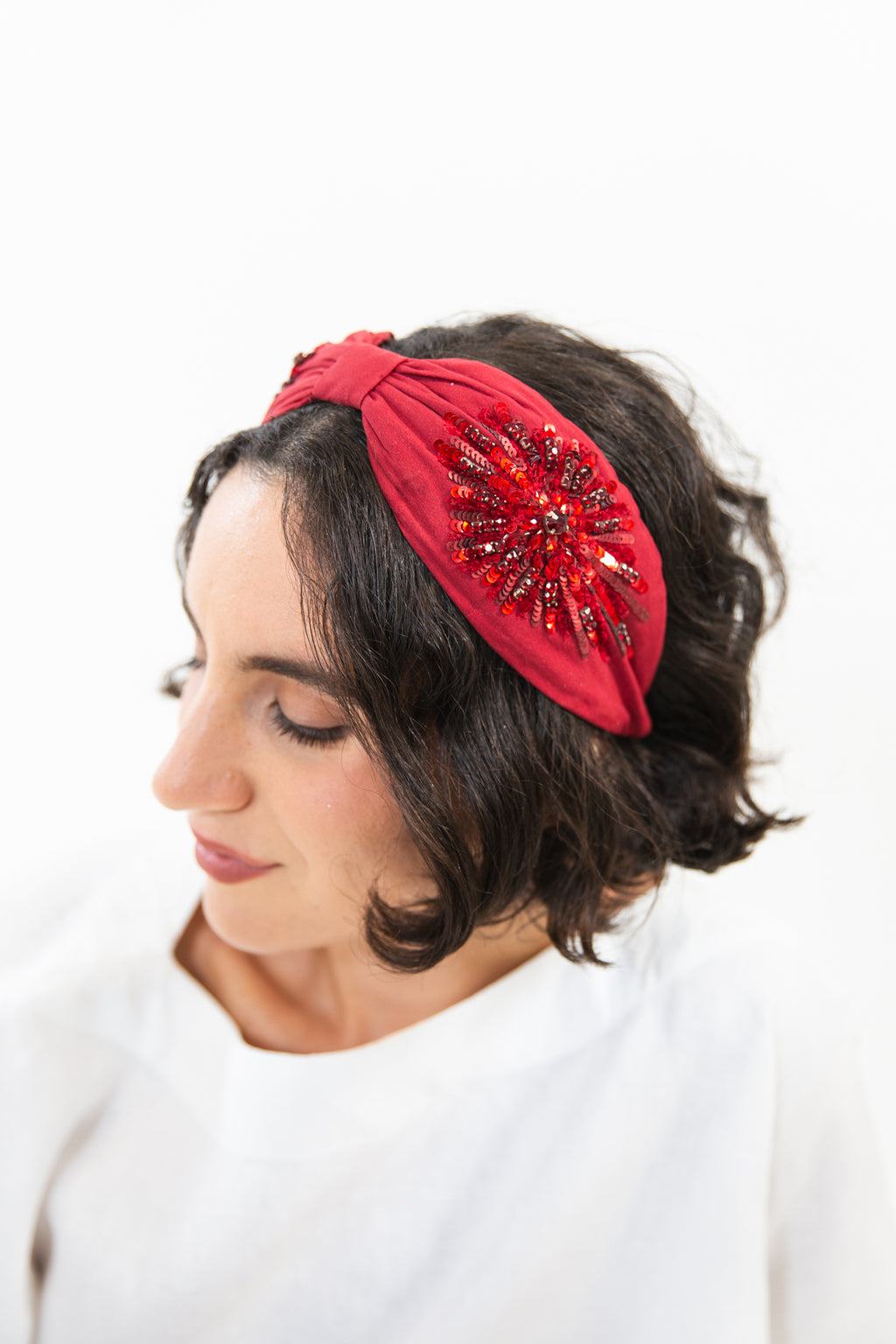 Hard Embroidered Headband | Rosie