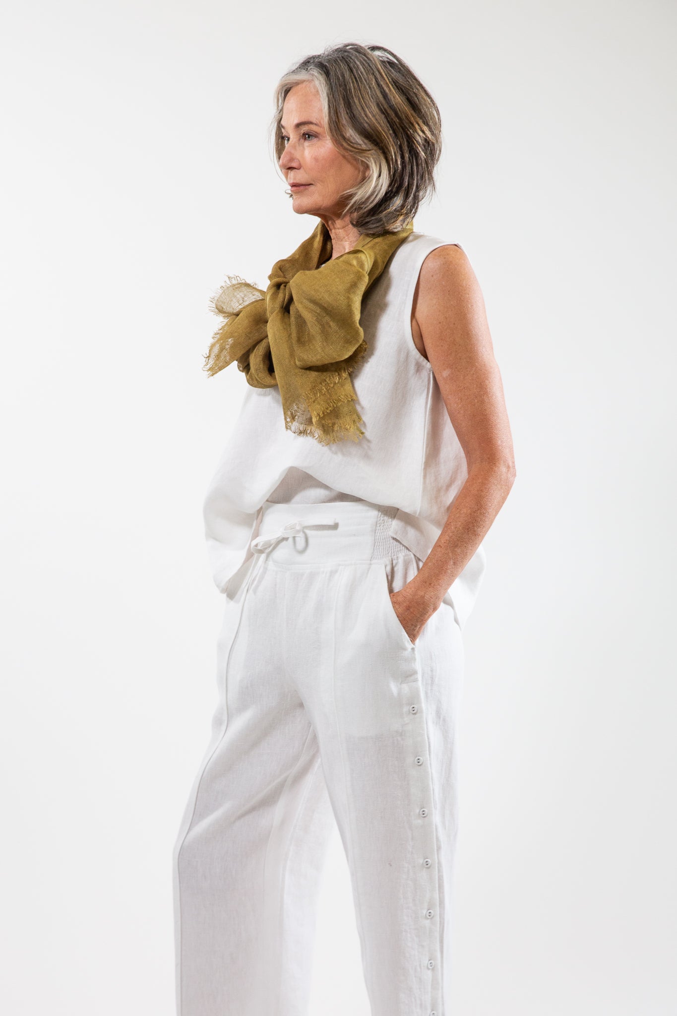 Linen Gauze Scarf | Amber Green