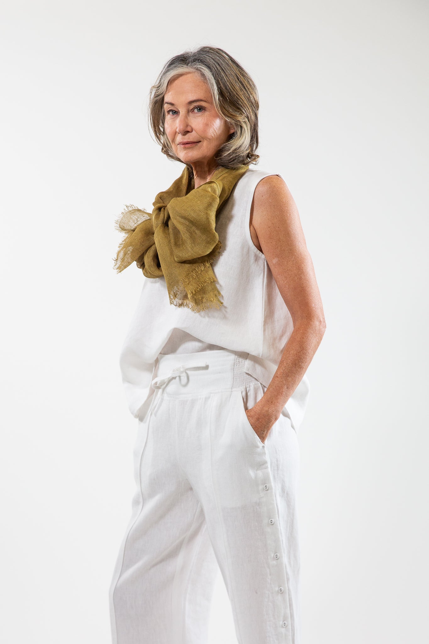 Linen Gauze Scarf | Amber Green