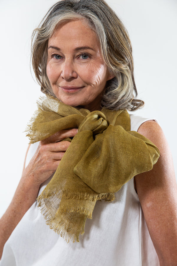 Linen Gauze Scarf | Amber Green