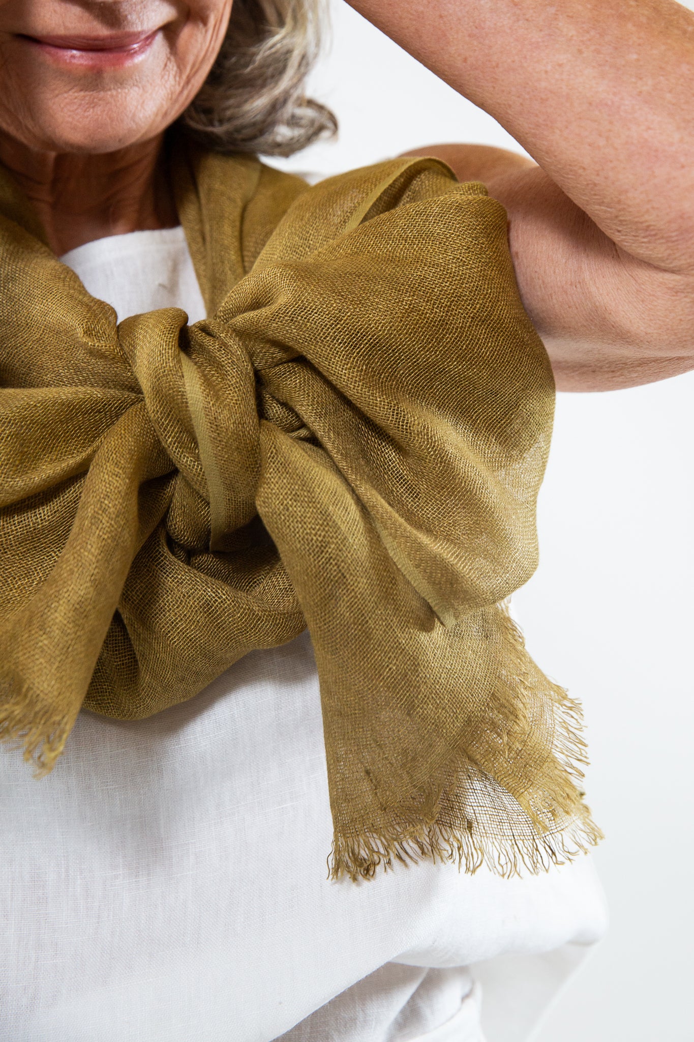 Linen Gauze Scarf | Amber Green