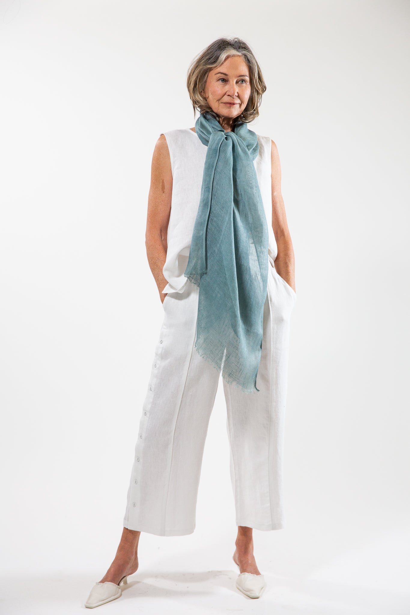 Linen Gauze Scarf | Aqua Haze