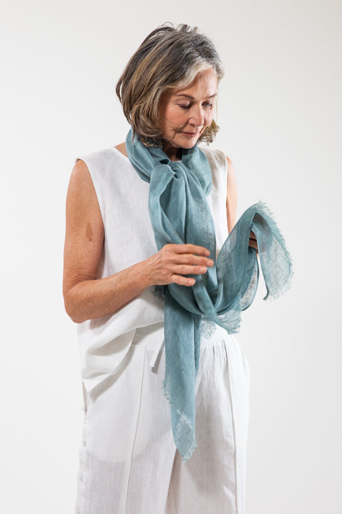 Linen Gauze Scarf | Aqua Haze