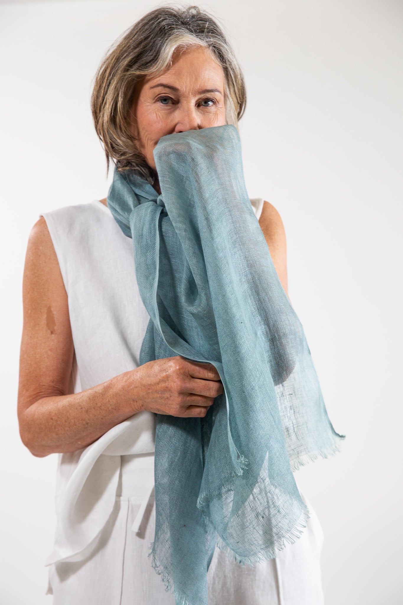 Linen Gauze Scarf | Aqua Haze