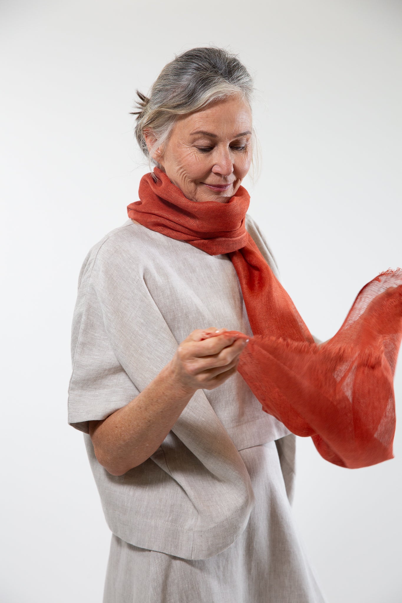 Linen Gauze Scarf | Rust