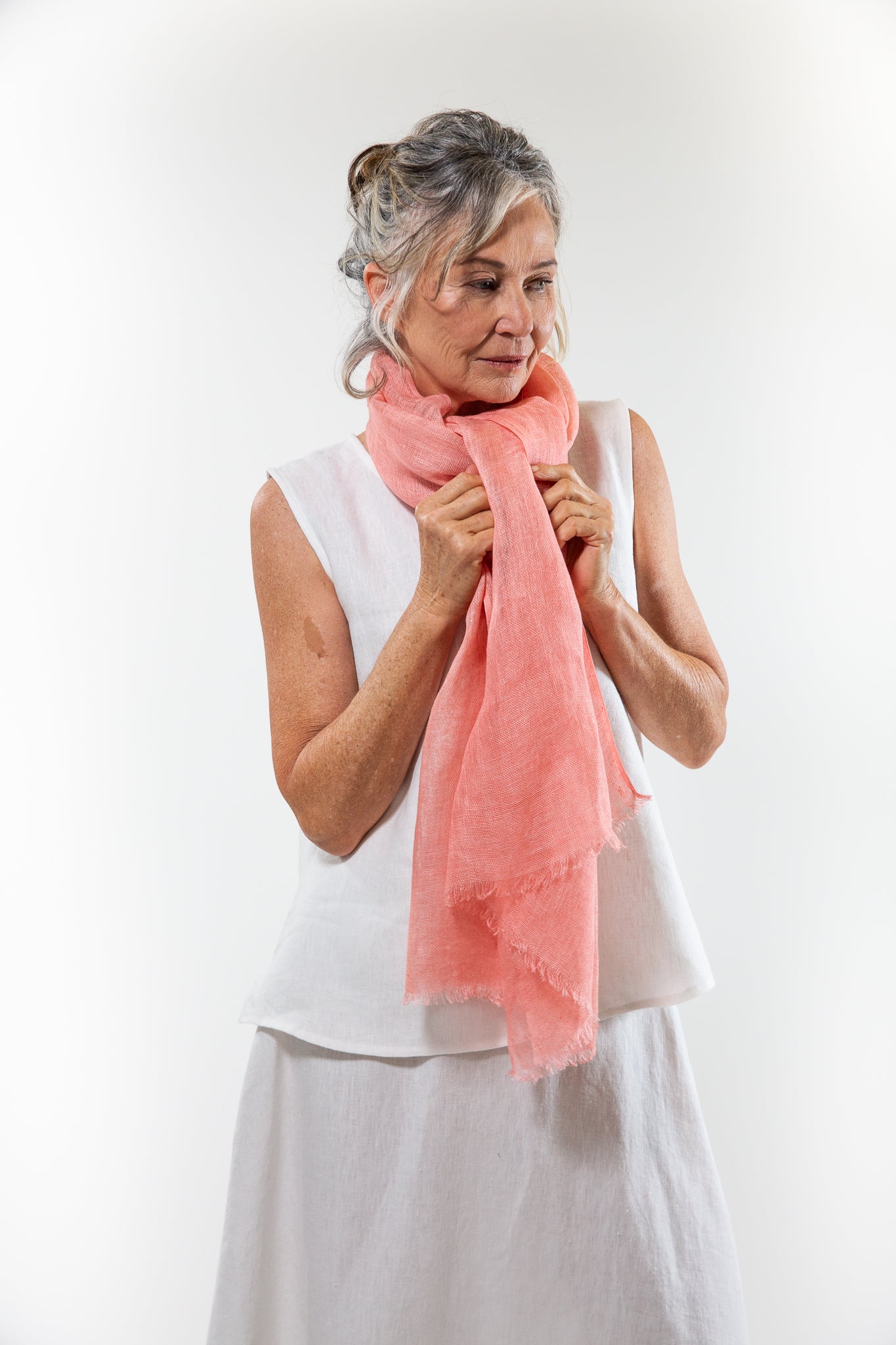 Linen Gauze Scarf | Shrimp