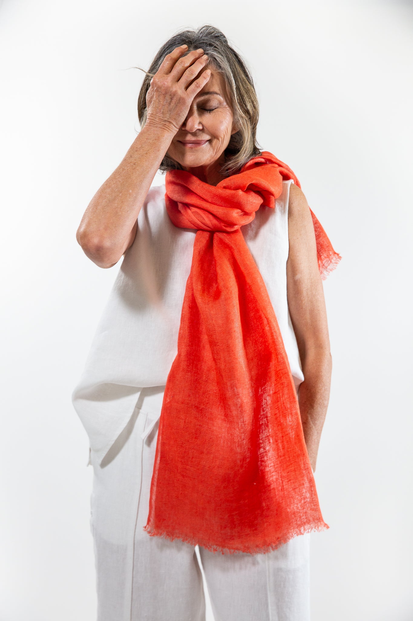 Linen Gauze Scarf | Vermilion