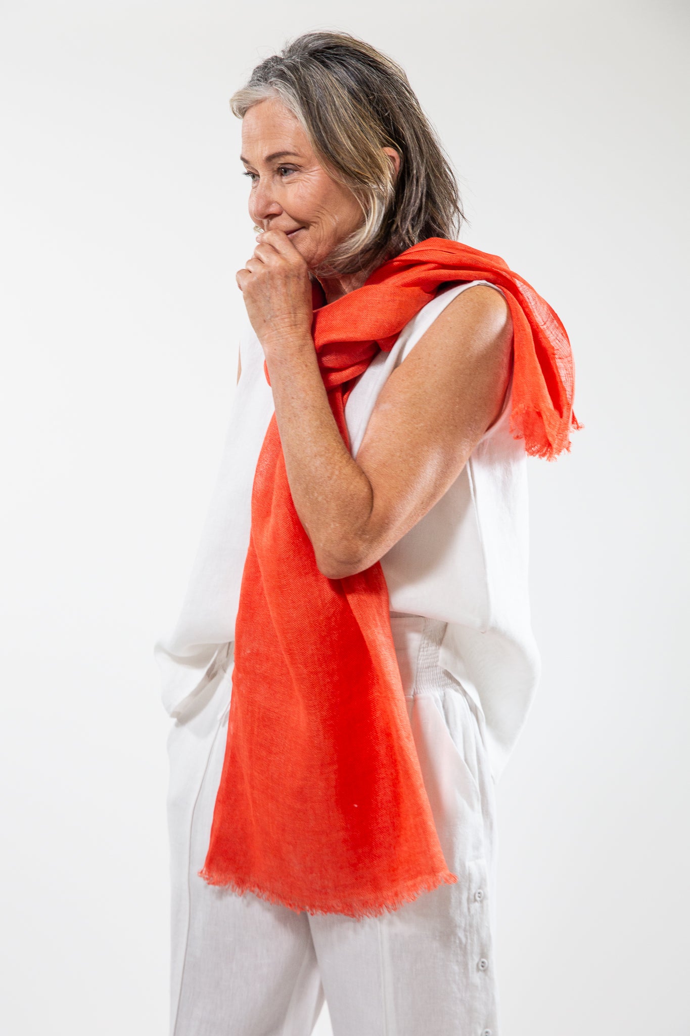 Linen Gauze Scarf | Vermilion