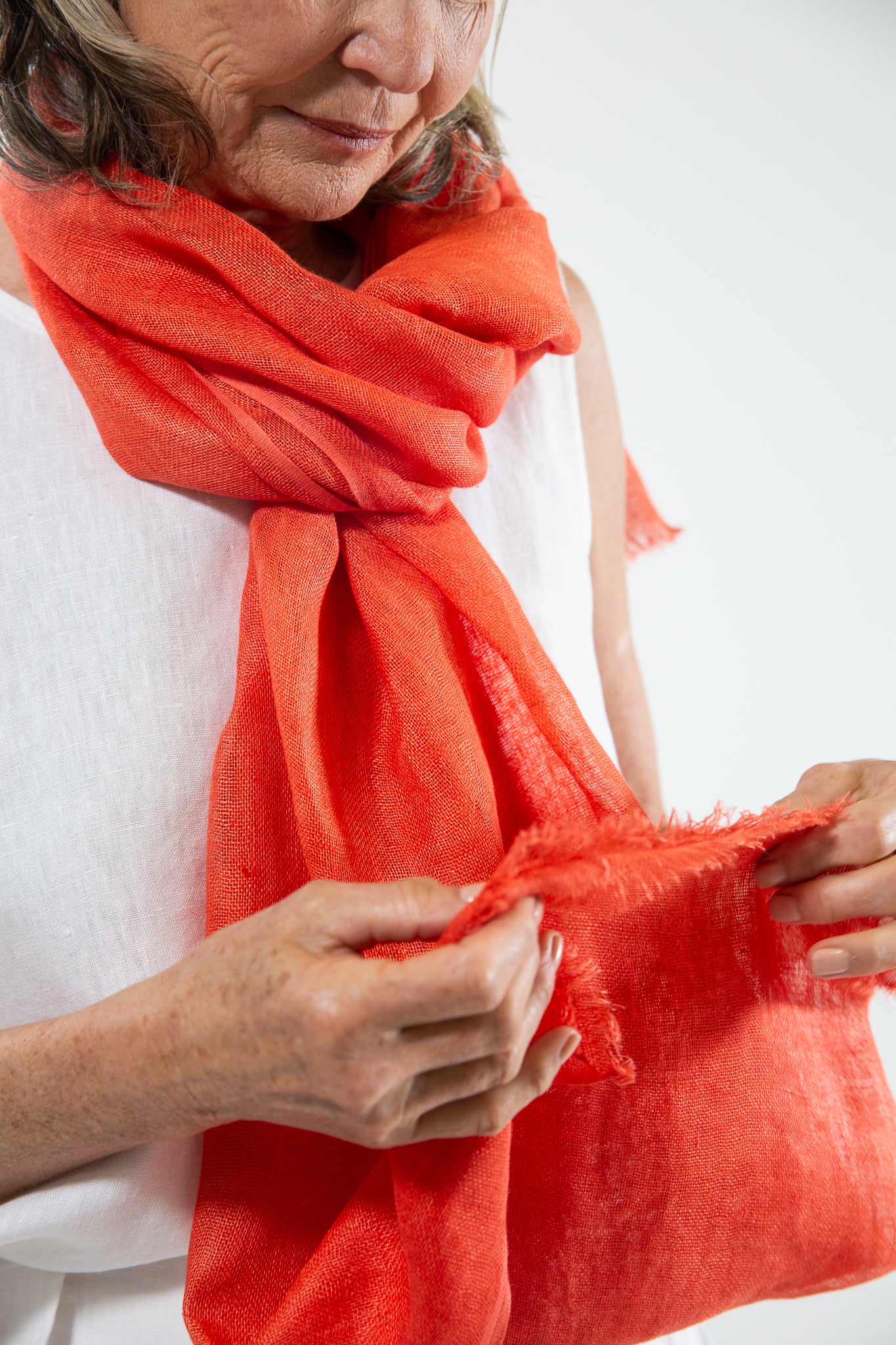 Linen Gauze Scarf | Vermilion