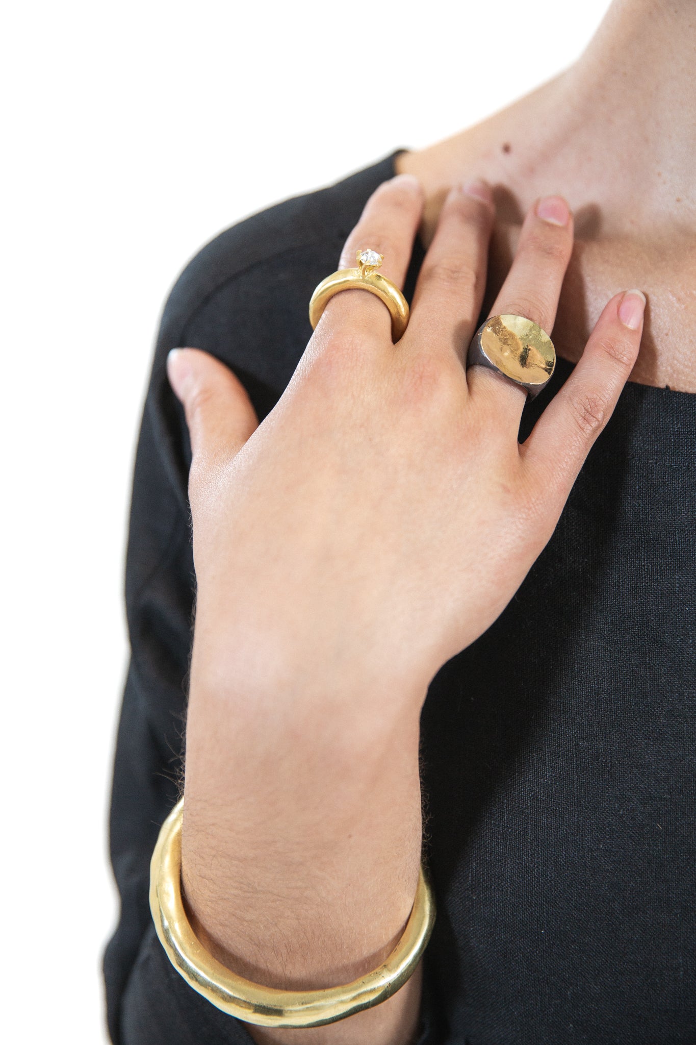 Ewa Jewelry | Signet Ring | Swarovski Gold