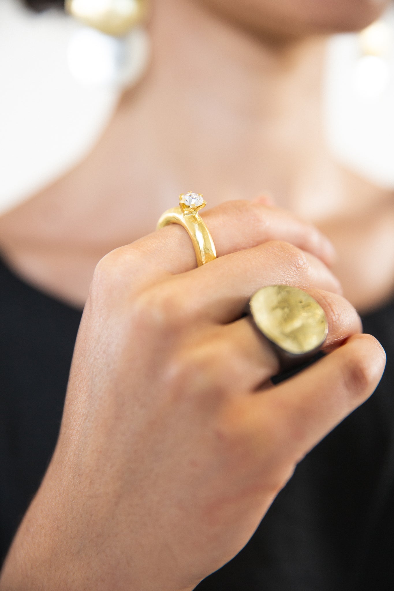 Ewa Jewelry | Signet Ring | Swarovski Gold