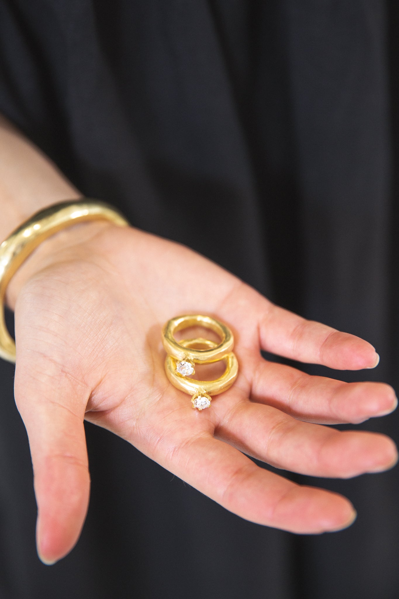 Ewa Jewelry | Signet Ring | Swarovski Gold