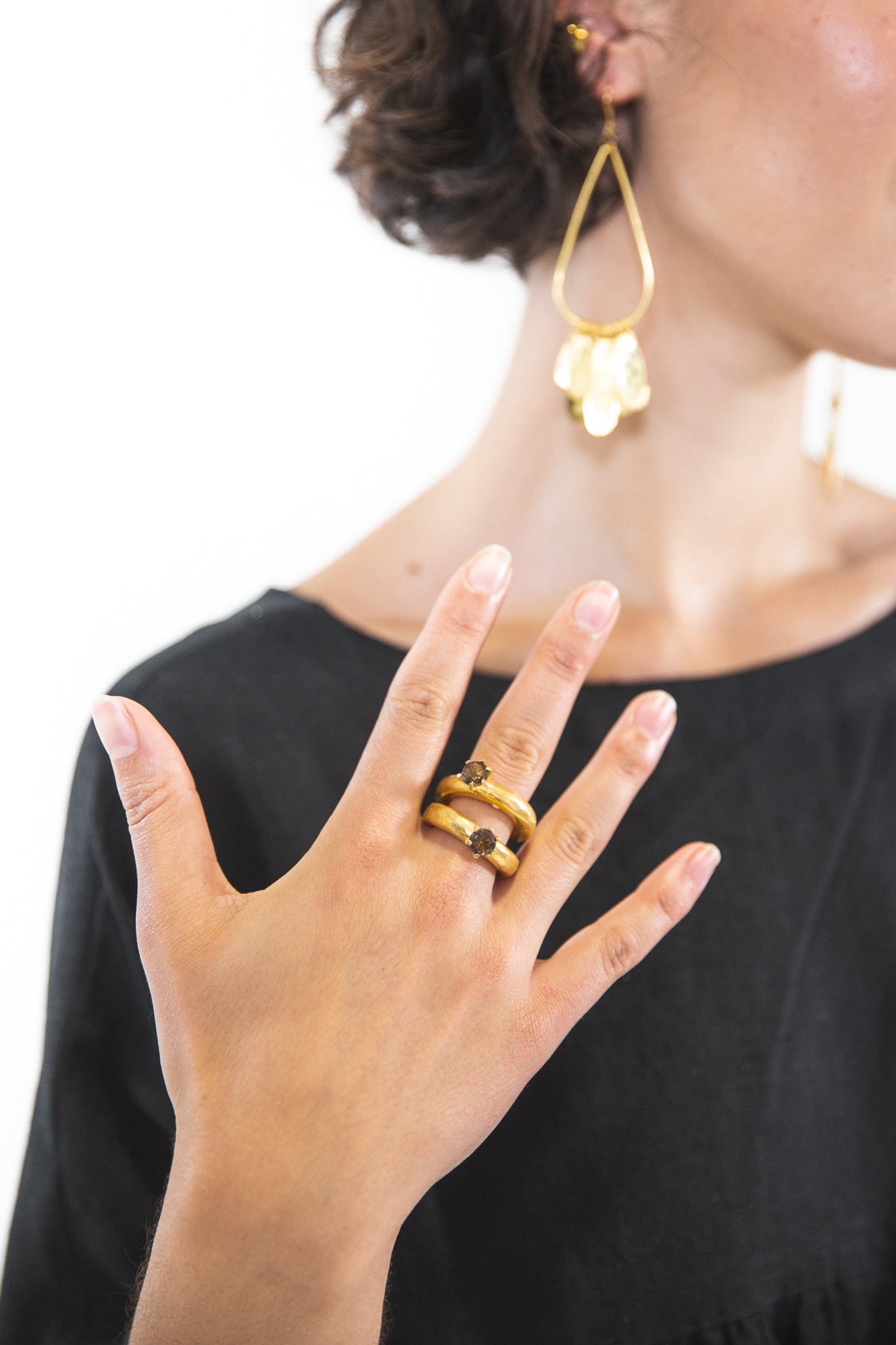 Ewa Jewelry | Signet Ring | Smokey Quartz Gold