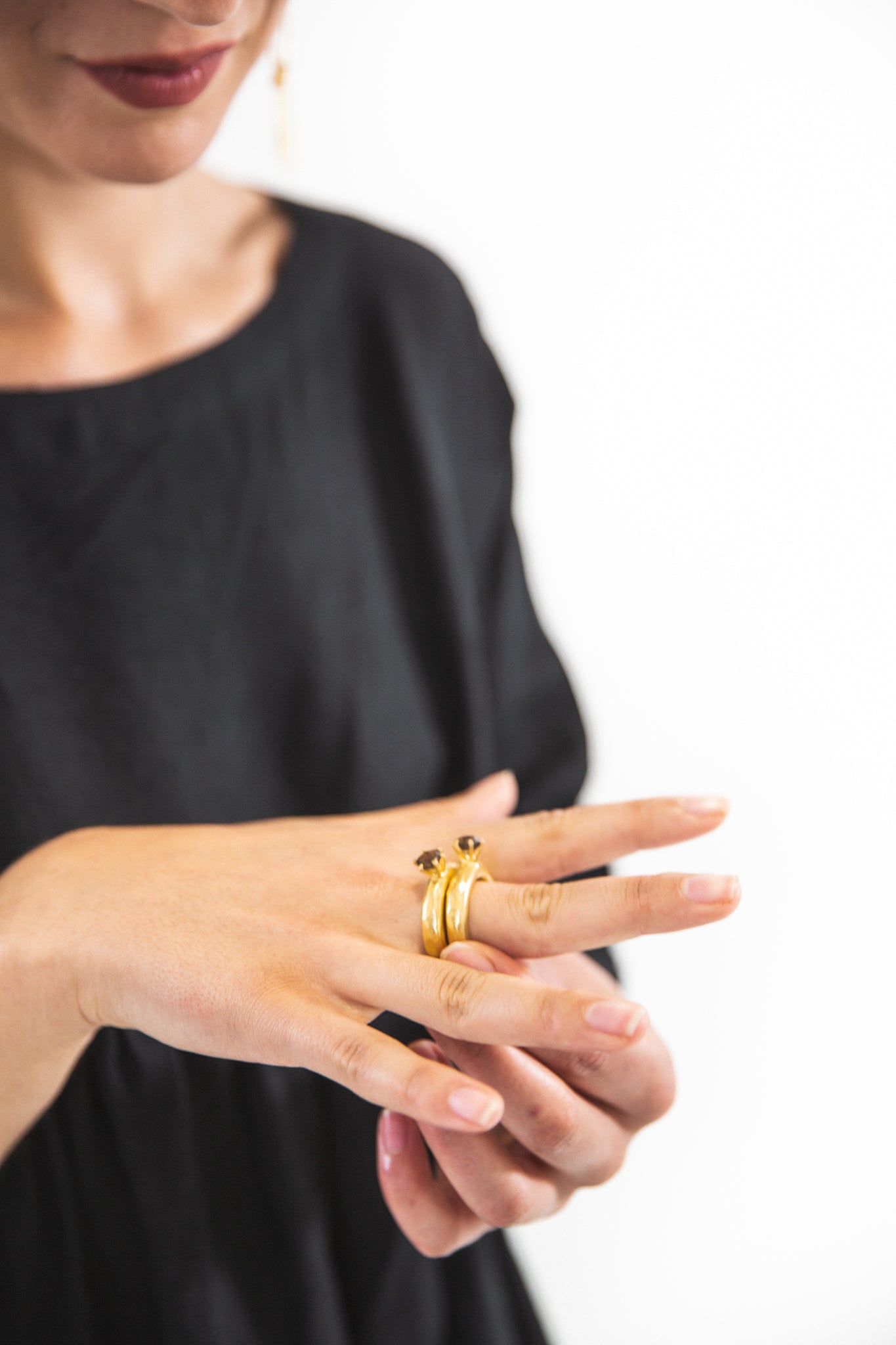 Ewa Jewelry | Signet Ring | Smokey Quartz Gold