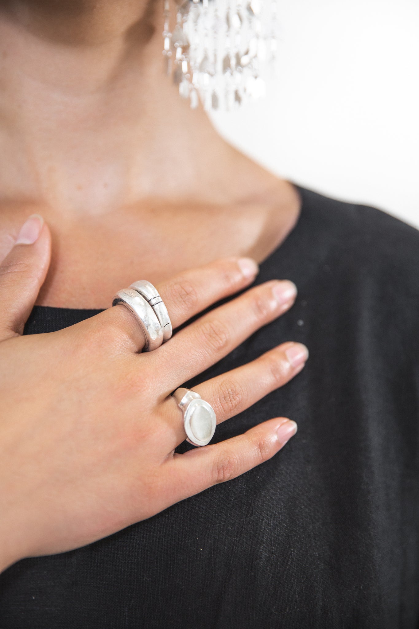 Ewa Jewelry | Stacking Ring | White Brass Silver Plated