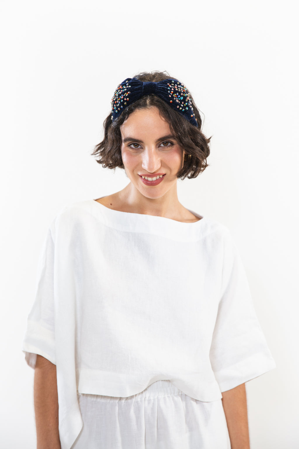 Hard Embroidered Headband | Wren