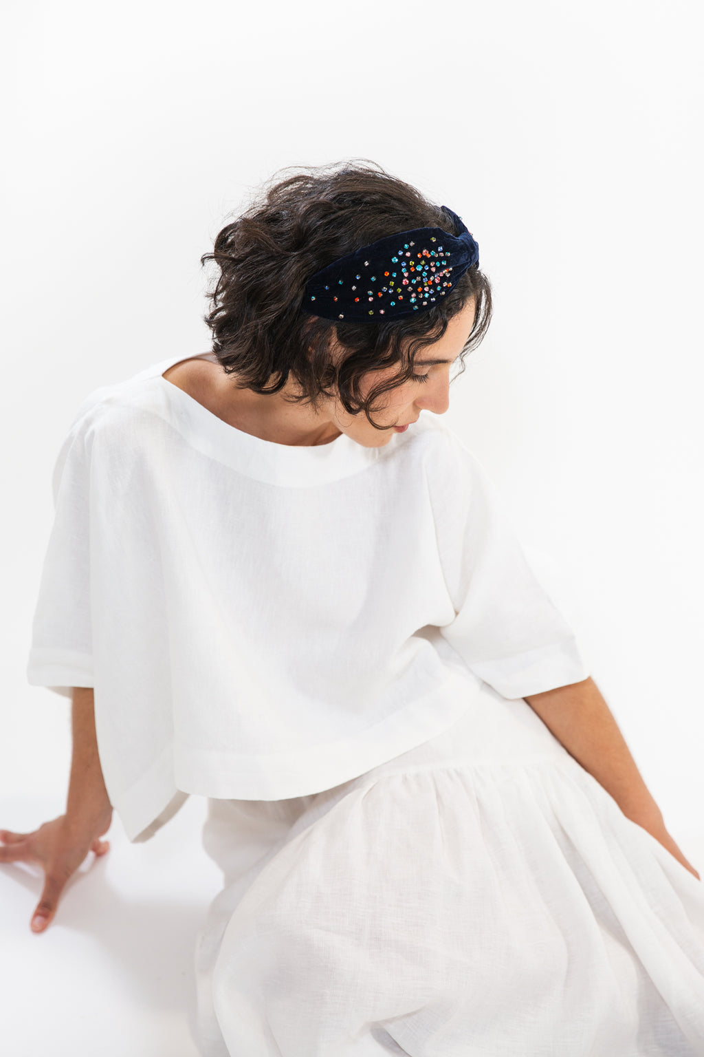 Hard Embroidered Headband | Wren