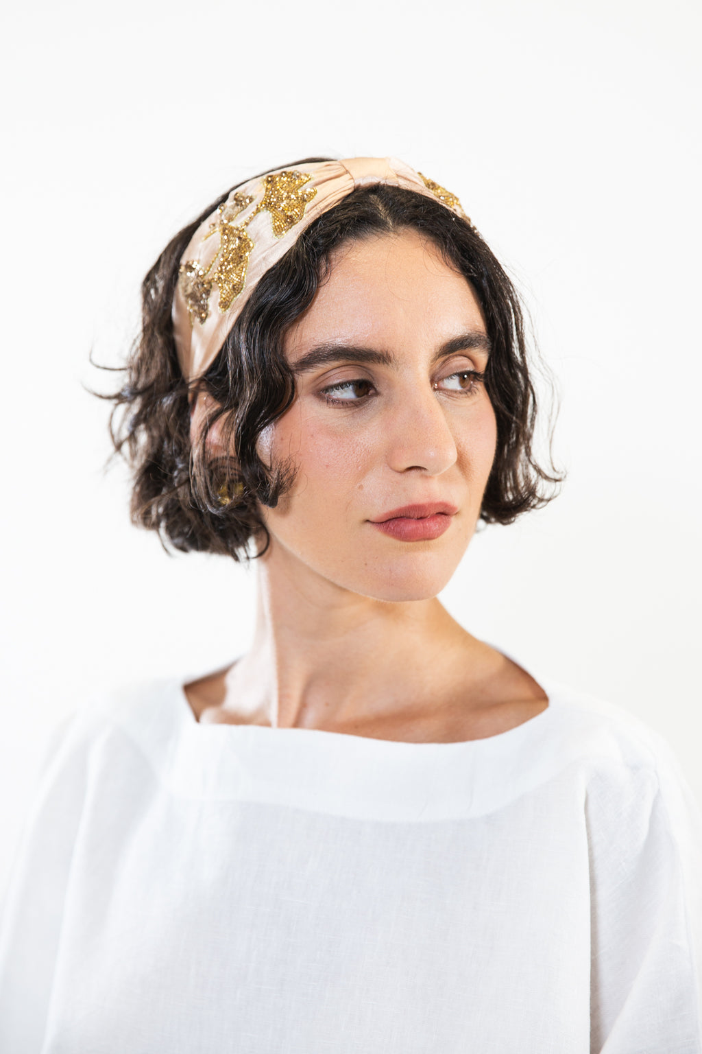 Hard Embroidered Headband | Audrey