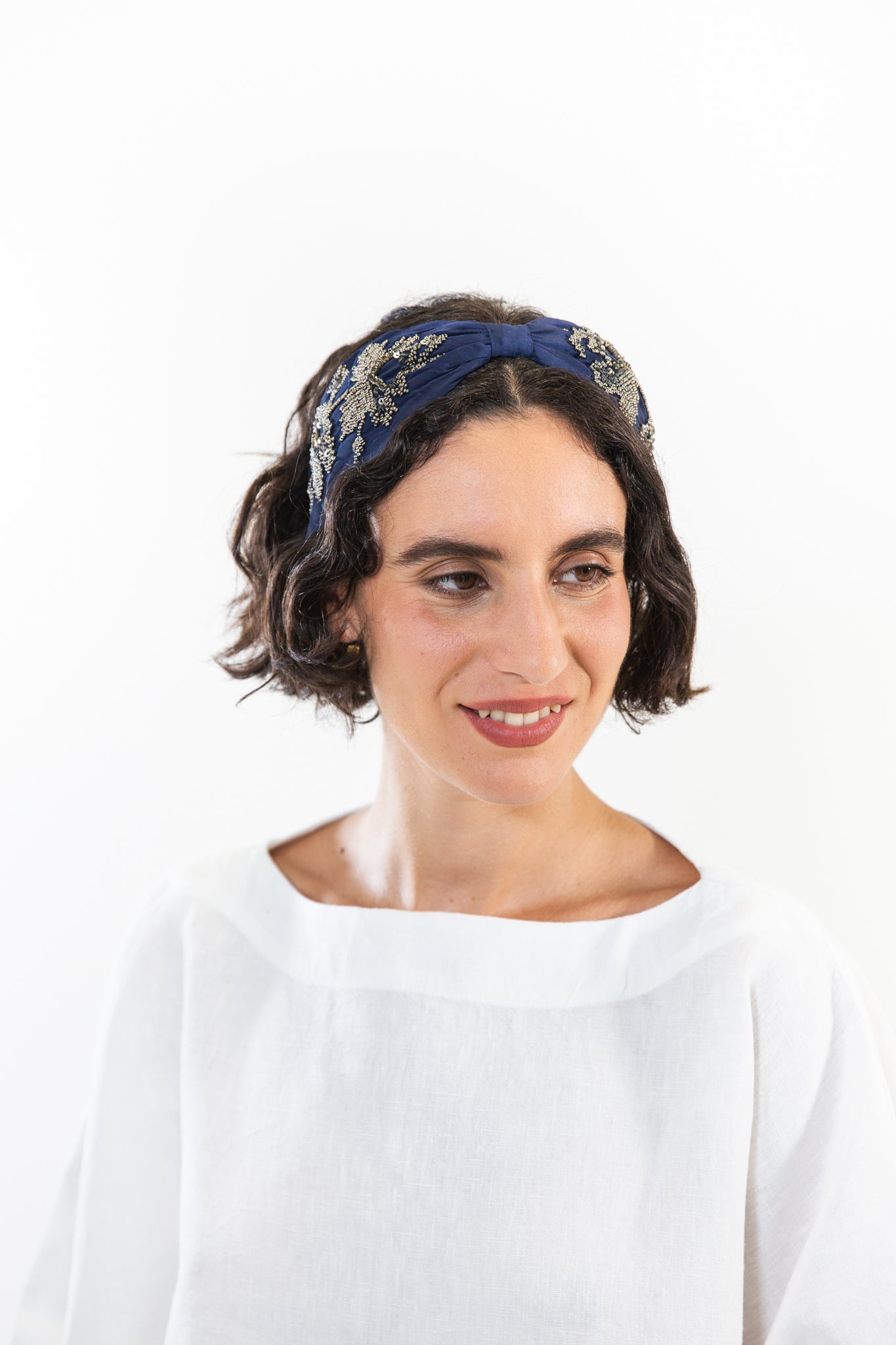 Hard Embroidered Headband | Hazel