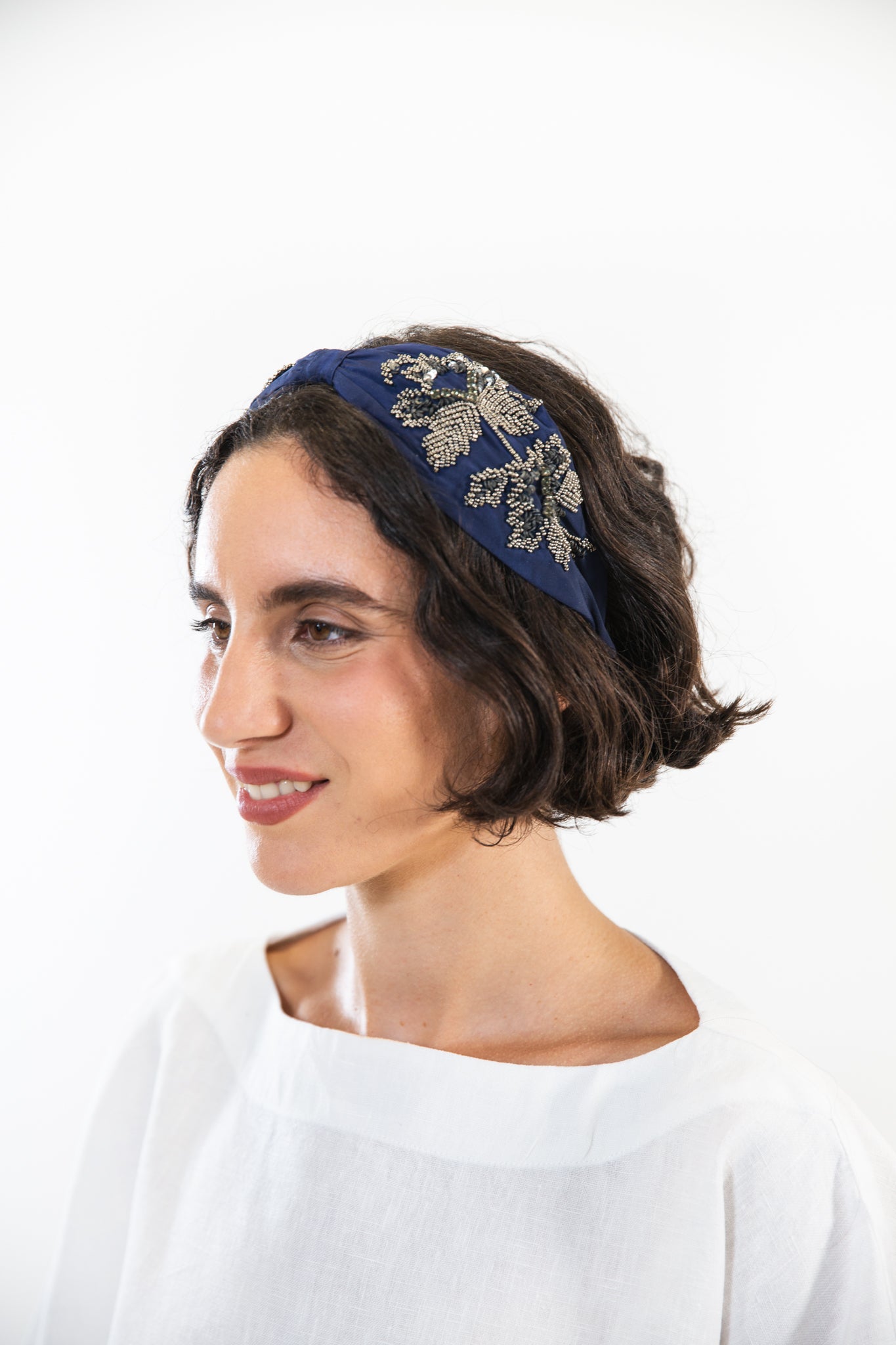 Hard Embroidered Headband | Hazel