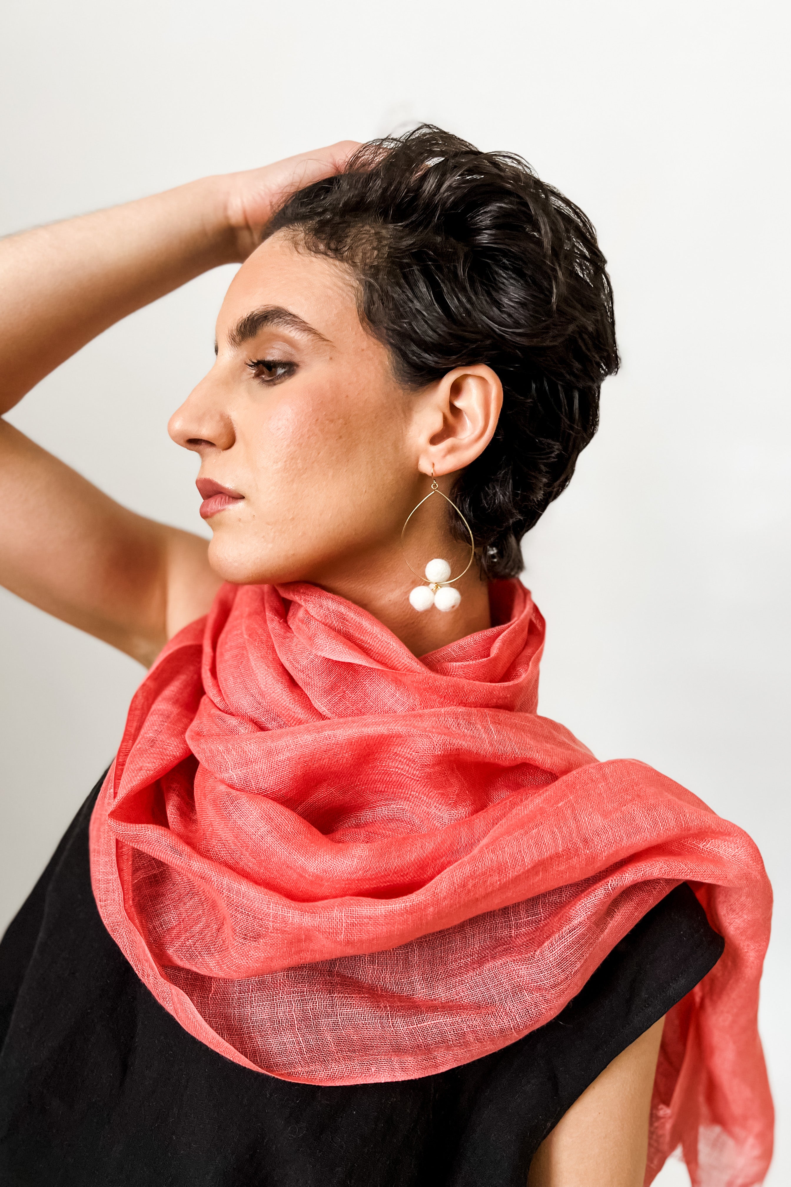 Linen Gauze Scarf | Shrimp