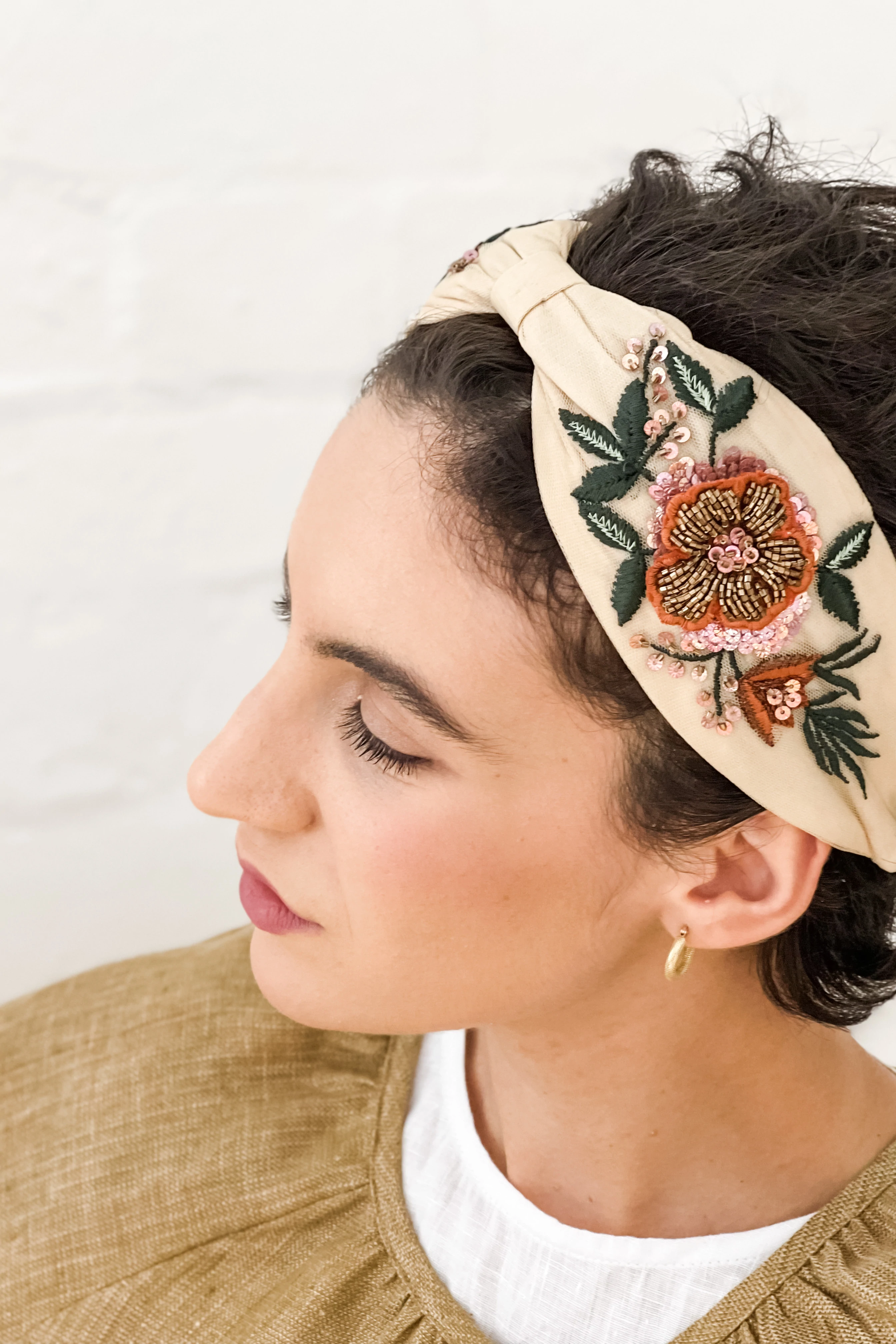 Hard Embroidered Headband | Sally