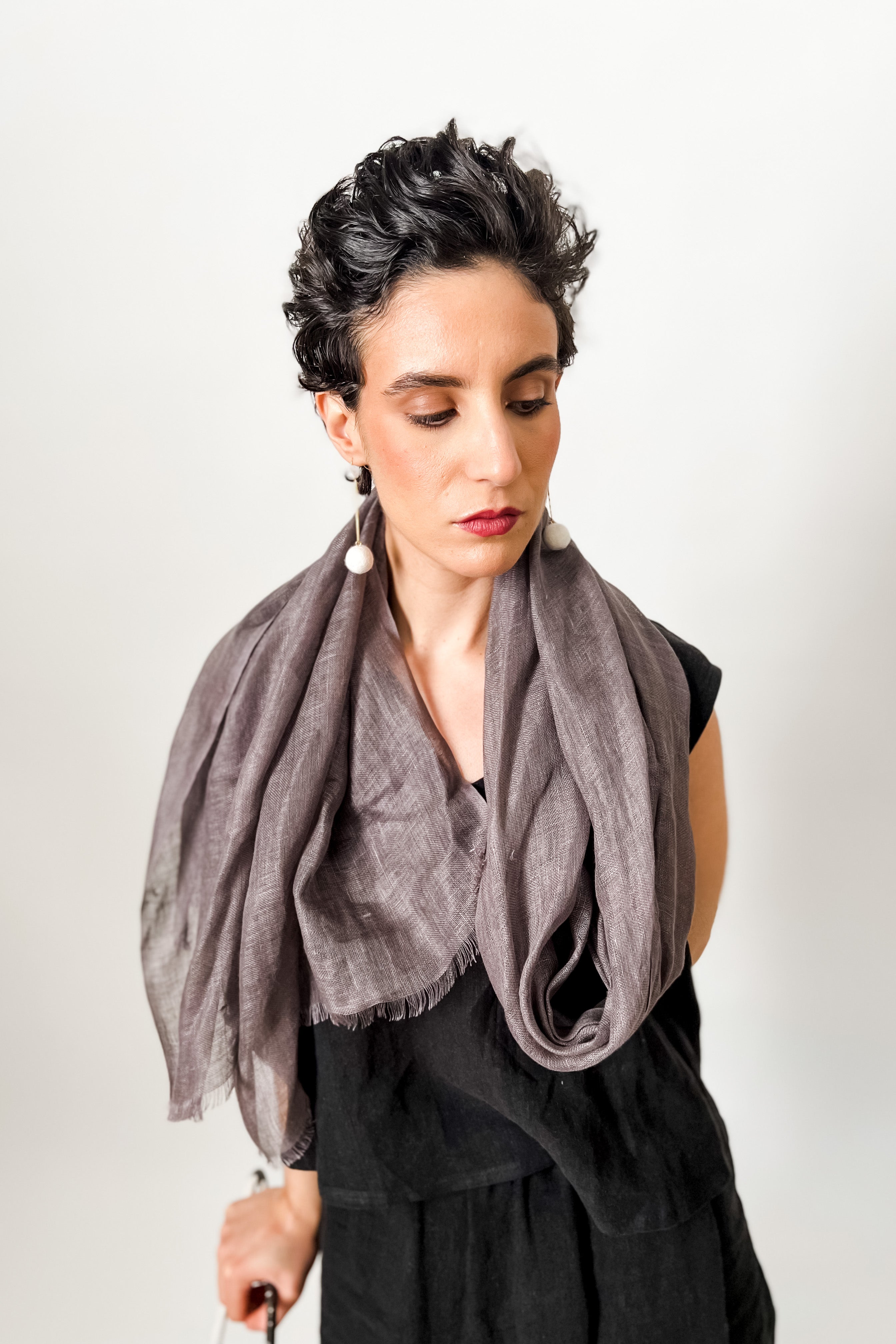 Linen Gauze Scarf | Shadow