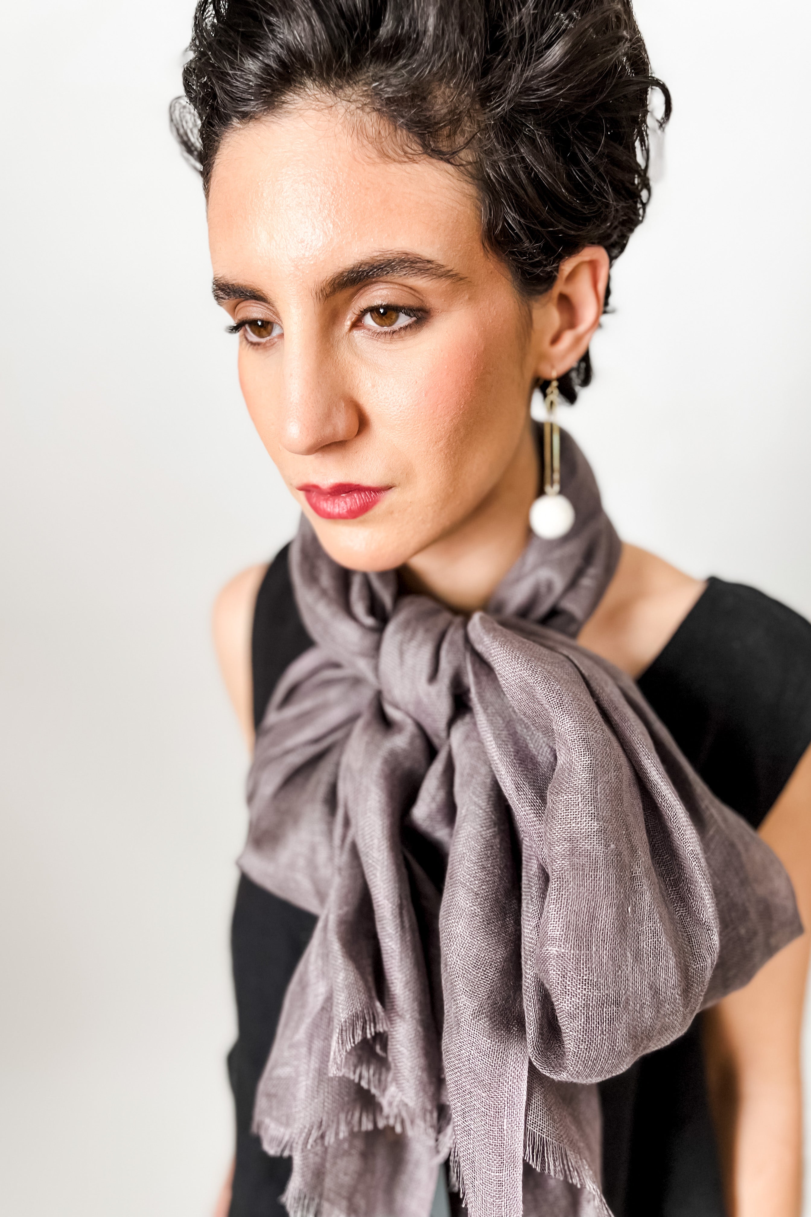 Linen Gauze Scarf | Shadow