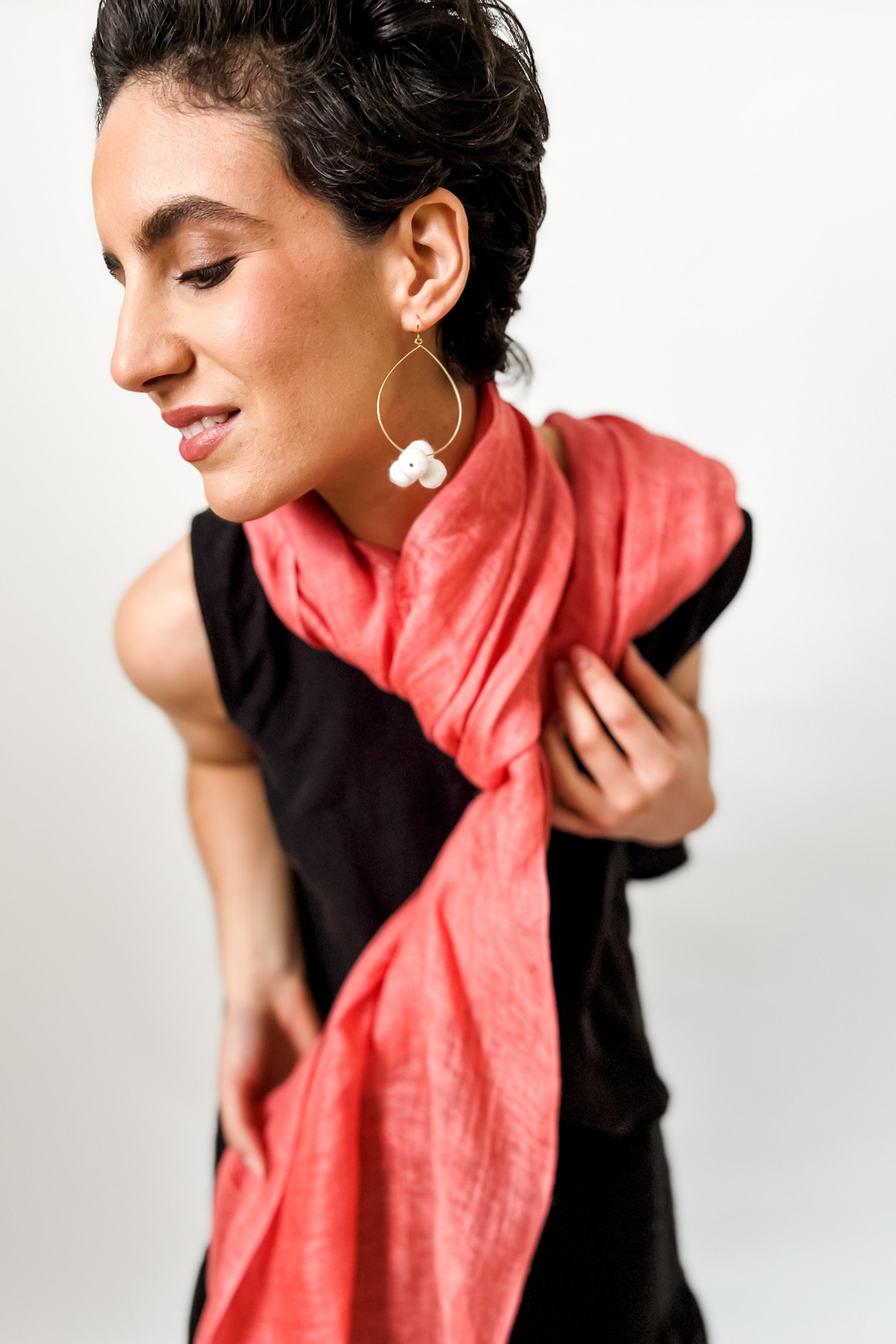 Linen Gauze Scarf | Shrimp