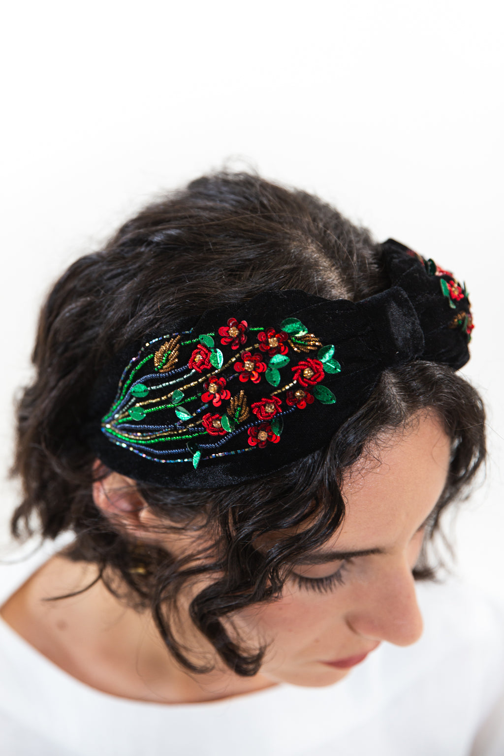 Hard Embroidered Headband | Rose